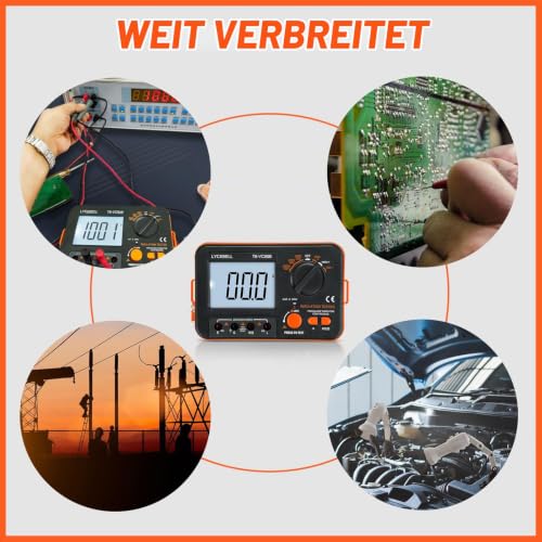 Digital Insulation Resistance Tester LC-VC60B Megohmmeter 0.1~2000 MΩ Insulation Tester with Backlight Display, DC 250V/500V/1000V, AC 750V Test Voltage with Sound Light Alarm Function