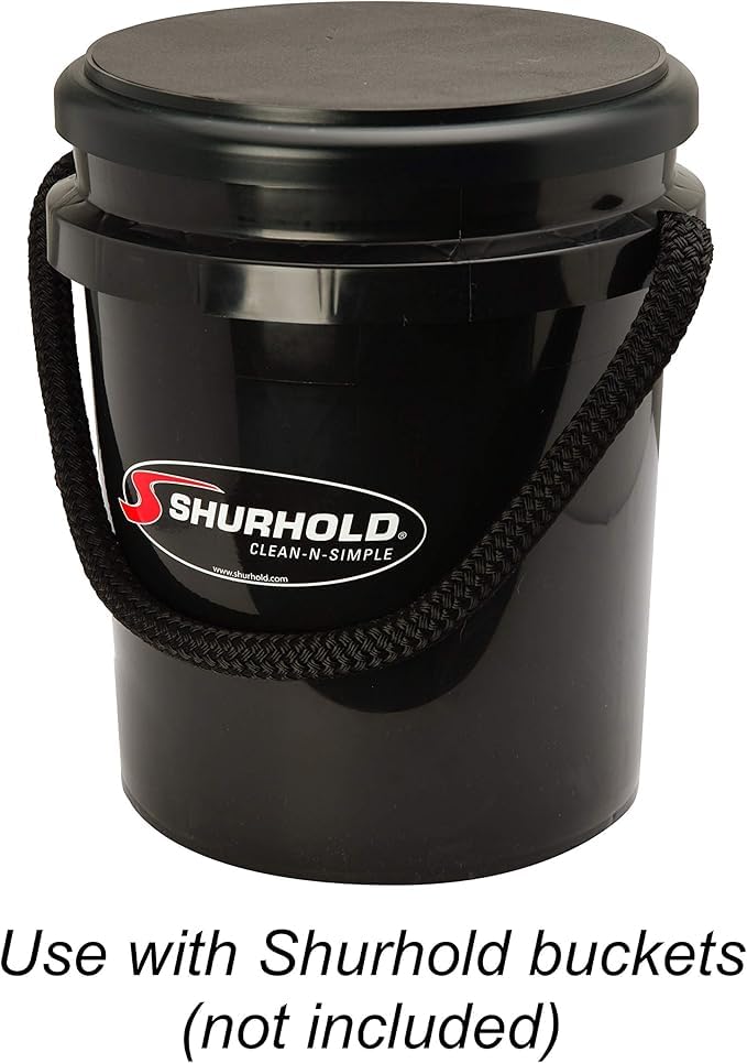 Shurhold Padded Bucket Seat/Lid — EZ-Snap Secure Fit for Shurhold Rope Handle Buckets, Doubles as a Comfy Padded Seat, Black