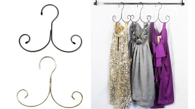 Non-Slip Cascading Hanger - Curly Hanger for Tank Tops, Sports Bra, Yoga Tops, Lingerie, Swimsuits by Boottique (Chrome- Set of 10)