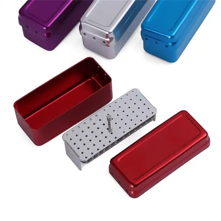 [Australia - AusPower] - 72 Holes Endo Files Aluminum Box Disinfection Sterilizing Storage Case Bur Holder Stand Organizer Box (Blue) Blue 
