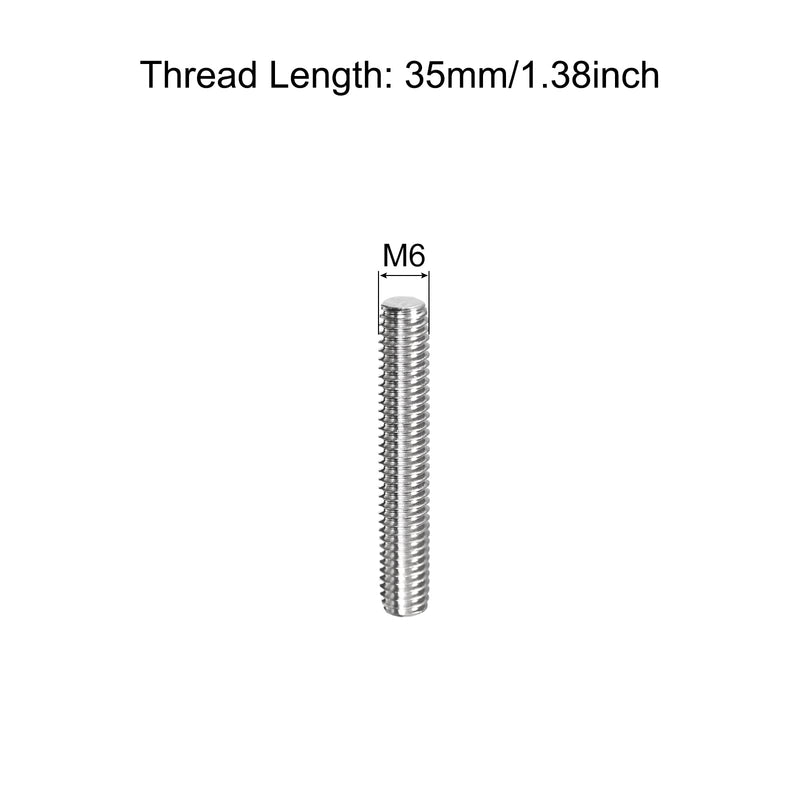 MECCANIXITY Fully Threaded Rod M6 x 35mm 1mm Thread Pitch 304 Stainless Steel Right Hand Threaded Rods Bar Studs 5 Pack