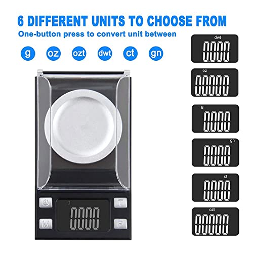 UNIWEIGH Milligram Scale 50g/0.001g,Precision MG Scale for Powder Medicine 50g scale+50g cal weight