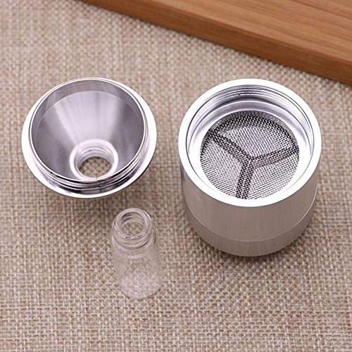 TopHomer Manual Powder Grinder with Glass Bottle, Silver