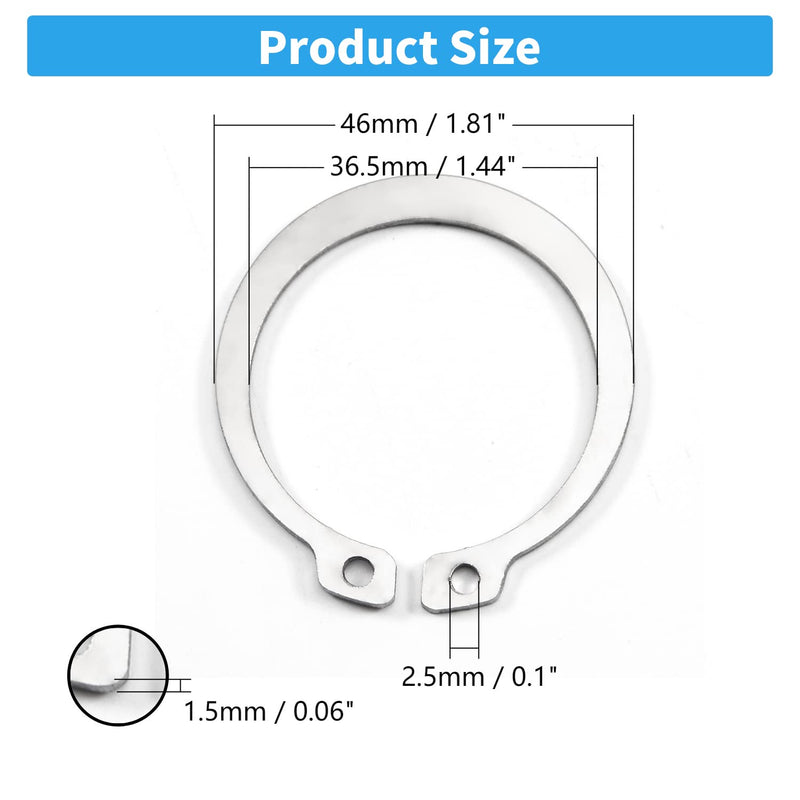 MroMax External Circlips, 46mm OD External Retaining Rings, 304 Stainless Steel C-Clip Retaining Shaft Snap Rings for Automobiles, Valves, Electrical and Bearings, 20Pcs ?40 20