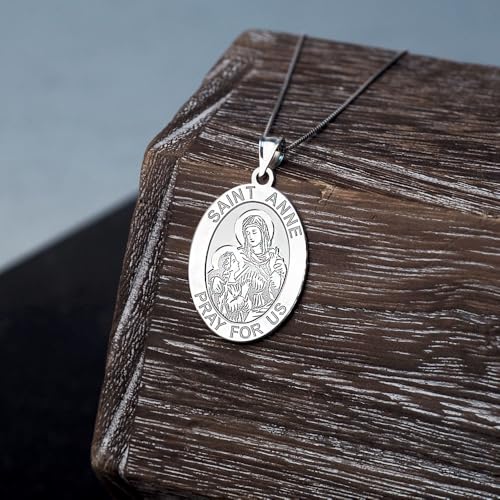 Saint Anne Religious Medal - 2/3 X 3/4 Inch Size of Nickel, Silver Medal Only