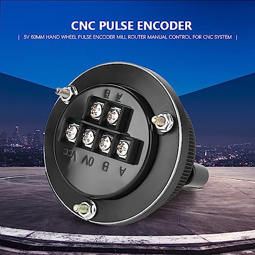 CNC Pulse Encoder, Hand Wheel Pulse Encoder, 5V 60MM Hand Wheel Pulse Encoder Mill Router Manual Control Manual Pulse Encoder Mill for CNC System (Black) Black