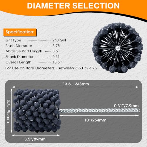 YCXCMAT 3-3/4 inch 240 grit ball-style engine cylinder hone, flexible Flex Hone tool