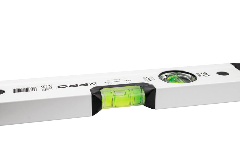 [Australia - AusPower] - PRO 600 Spirit Level 30 cm with 2% Gradient - Ergonomic Profile and ERS+ (Easy Reading System) Precise Spirit Level - Anti Shock Absorber End Caps - Colour White 30cm 