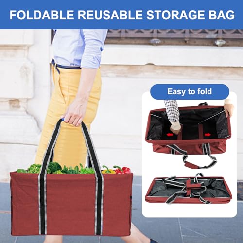 50L Utility Tote Bag Reusable Grocery Shopping Bag Red