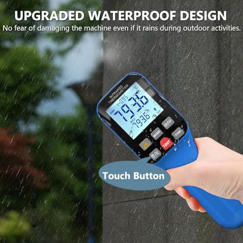 H HOLDPEAK non-contact infrared thermometer with laser, Bluetooth, and button display for cooking, HVAC, and industrial use