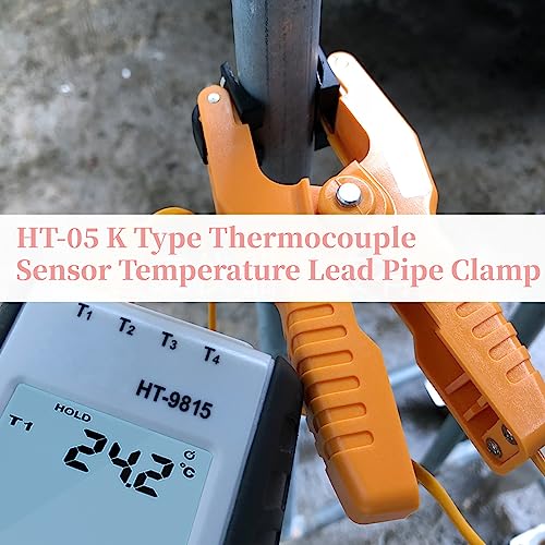 [Australia - AusPower] - AUNMAS K Type Thermocouple Sensor, Adjustable Pipe Clamp -40~200℃, Compatible with K Type Thermometers for Industrial Temperature Measurement 