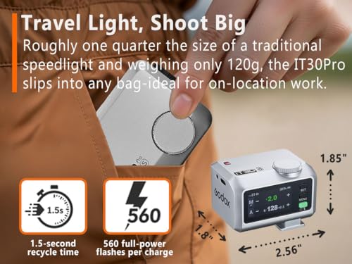 GODOX iT30pro O for Olympus - GoDOx IT30 Pro for Olympus GODox iT30 PRO GodOX TTL Flash, Wireless Master & Receiver, HSS 1/8000 Second, 2.4G Wireless, Touchscreen, GodOX Flash Silver IT30PRO for Olympus