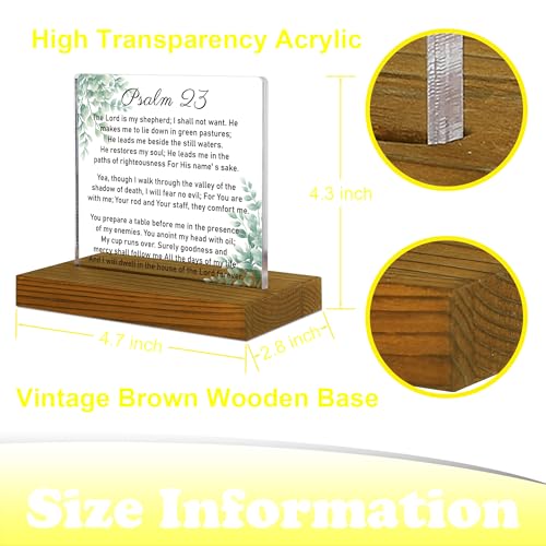 Psalm 23 Sign, Bible Verse Sign, Christian Home Decor Sign, Scripture Plaque, Faith Plaque, Acrylic Desk Decor Sign with Wood Stand - FSA071 Psalm 23
