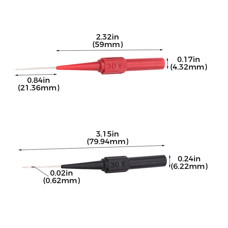 [Australia - AusPower] - Stainless Steel Back Probe Pins Kit, Non-Destructive Insulation Wire Piercing Test Leads, Fieldpiece Multimeter Tester Probes Needle for Banana Socket Plug, Car Tester 