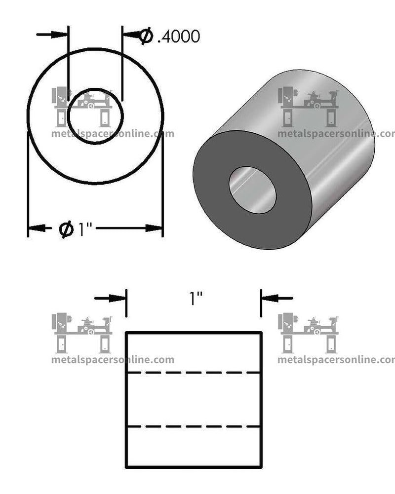 [Australia - AusPower] - Aluminum Spacer 1" OD x 3/8" ID x Choose Your Length, Round Spacer Unthreaded Standoff Bushing Plain Finish, Fits Screws Bolt 3/8" or M10 by Metal Spacers Online (1" Length, 5 Pack) 1" Length 