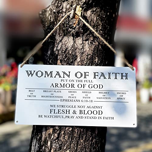 MIGUMUTU Put on the Full Armor of God Quote Home Wall Decor Wooden Signs Rustic Farmhouse Woman Of Faith Hanging Wall Plaque Religious Sign