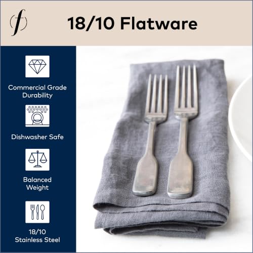 FORTESSA Ashton 18/10 Stainless Steel Flatware, 5 Piece Place Setting With Knife, Forks and Spoons (Service For 1), Dishwasher Safe, Antiqued Ashton Antiqued Silver 5-Piece