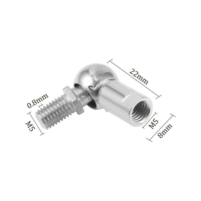[Australia - AusPower] - 2pcs CS8 Angle Ball Joint - [M5x0.8 Left Female Thread, M5x0.8 Right Male Thread] Gas Spring Elbow Joint Fitting for Automotive, Hinged Door, Cupboard 