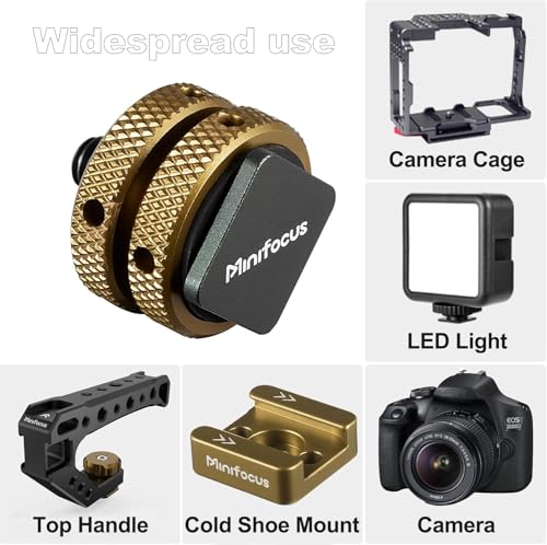 MINIFOCUS 4 Packs Camera Hot Shoe Mount Adapter, Double Nut with 1/4" and 3/8" Aluminum Alloy Tripod Screw Flash Shoe Mount for LED Monitors, Microphone, DSLR Field Monitor 4 PCS Sienna