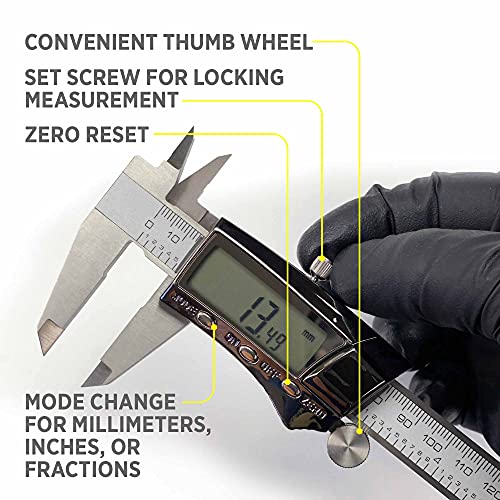 General Tools Digital Caliper #147-6" Precision Measuring Tool - Stainless Steel Ruler 0 - 6" Range 6-Inch Digital Caliper