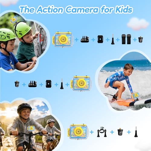 GKTZ Pool Toy & Kids Underwater Camera 99FT Waterproof Kid Action Camera 1080P Video&20MP Photo with Flip Lens, Includes 32GB Card for Diving Swimming Beach Snorkeling.Birthday Gift for Boys Blue