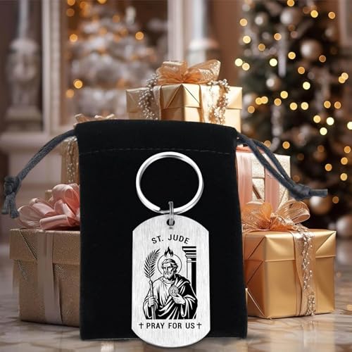 HYHYDHP St. Jude Prayer Keychain for Men Women - Saint Jude Patron Saint of Hopeless Causes Gifts, Graduation Christmas Religious Gift for Son Daughter Friend