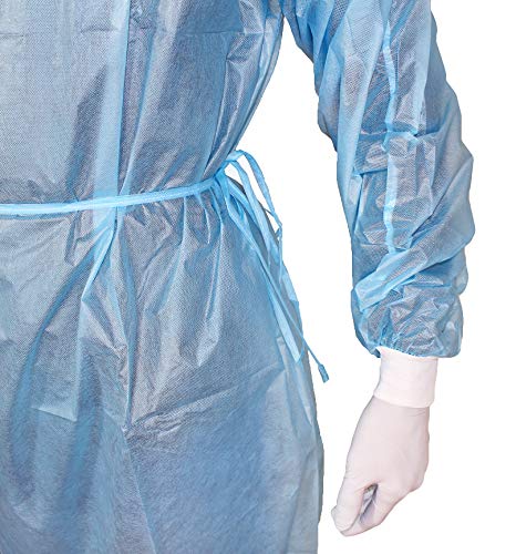 Medi-Inn PP Protective Gown with Jersey Cuffs, Non-Sterile Protective Gown with PE Full Coating, 139 x 139 cm, Blue (Pack of 10) 10 pieces