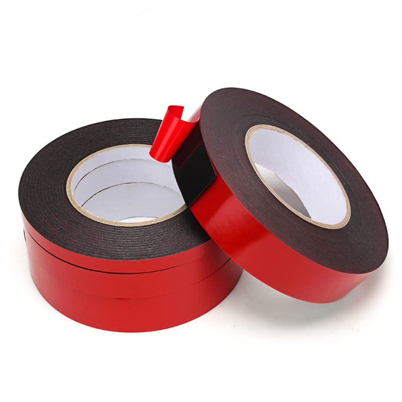Unifizz PE Foam Double Sided Adhesive Tape Sponge Mounting Tape 2mm Thick 5m Length 5mm Wide Red Film Sticker Foam Glue Strip Sealing for Indoor Outdoor and Home Office Decor, Black 2 Rolls