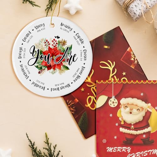 Christian Christmas Ornaments Family, Christian Decorations for Home, Spiritual, Religious Decor Bible Verse Faith Flower Rose Ornament Christmas God Jesus Gifts Orn-98-christian