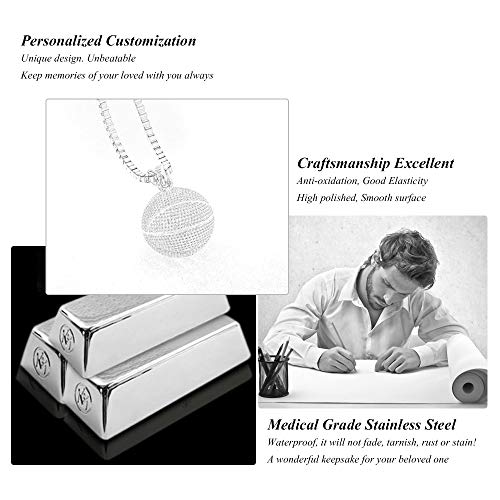 XSMZB Basketball Cremation Jewelry for Ashes Human Pet Funeral Keepsake Pendant Locket Memorial Urn Necklace for Women Men Gold Color