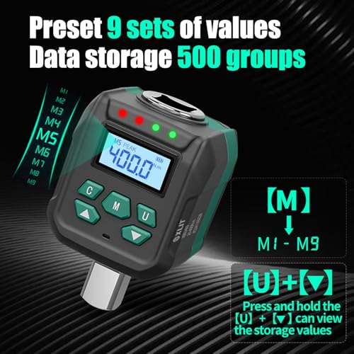 XLIT 1/2-inch digital torque wrench adapter, 8.8–295 ft-lb and 12–400 Nm range