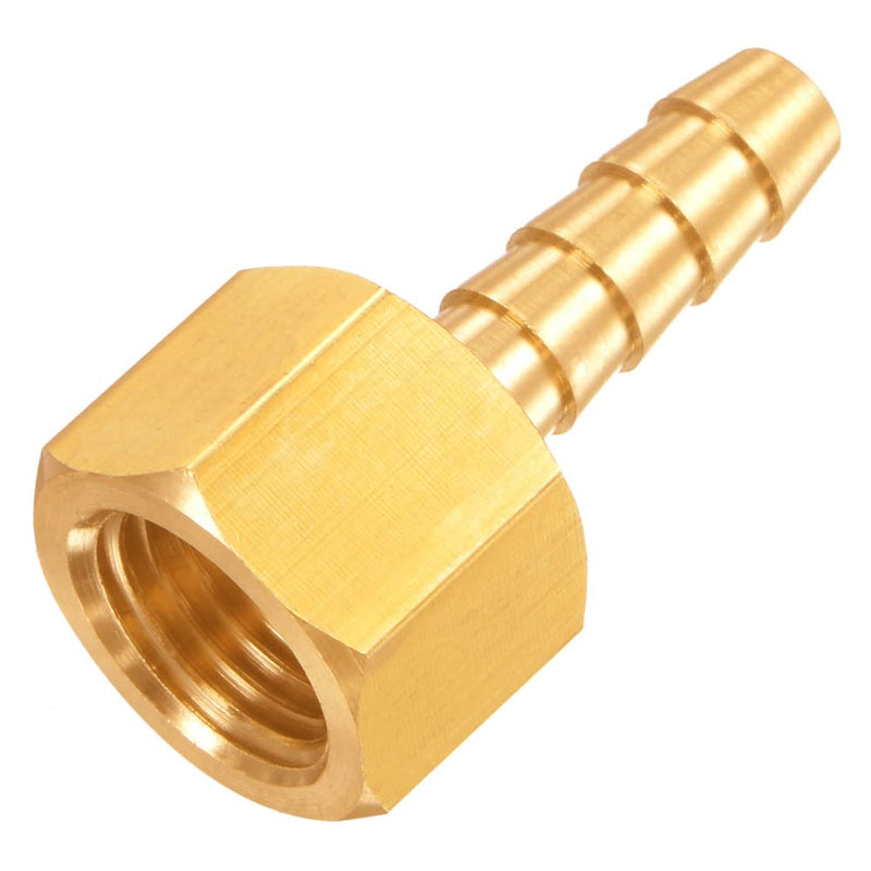 [Australia - AusPower] - 6PCS Solid Brass Thread Barb Hex Fittings 1/4"NPT Female x 1/4" Barb Include 6 Stainless Steel Clamps 1/4"Barb 