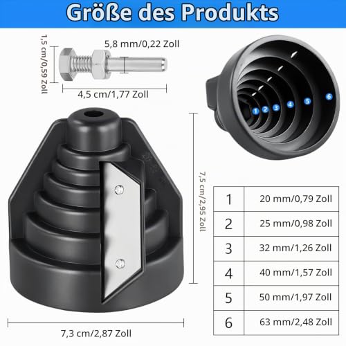 Plastic Pipe Chamfer Tool, Pipe Deburring Tool for 20-63 mm Plastic Pipes, Deburring Tool Pipe for PVC, PP, PE Pipes, Pack of 2