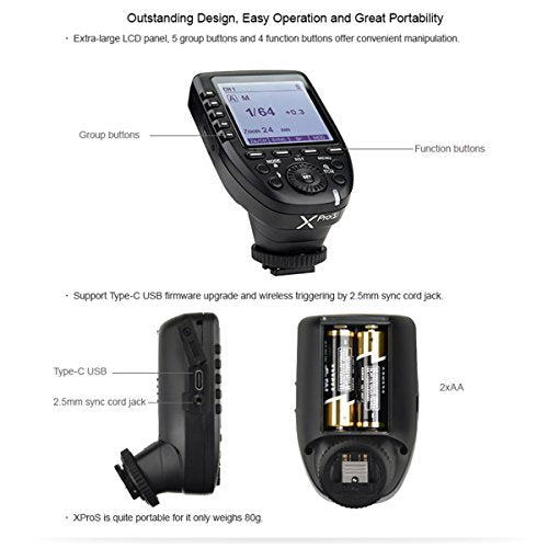 Godox Xpro-S TTL Wireless Flash Trigger for Sony A7III A7RIV A9 A99 Camera