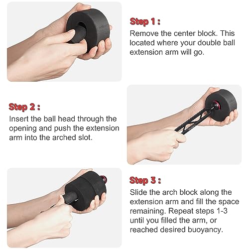 MINIFOCUS 4PCS Underwater Camera Buoyancy Kits & 4" Double Ball Aluminum Alloy Extension Arm