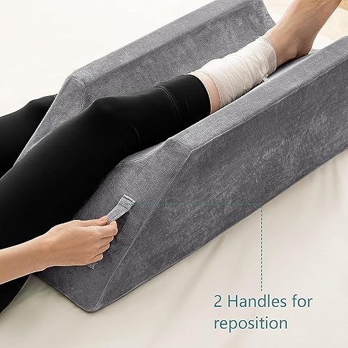 UBBCARE Leg Elevation Pillow for Leg/Knee Surgery Recovery, Memory Foam Leg Pillow with Velvet Washable Cover, Small Grey Small Grey(25.5"×9.4"×7.5")