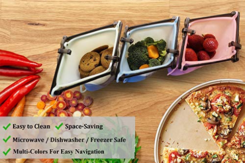Reusable Silicone Food Bag Odorless Dishwasher Safe No Pop Open Leakproof Snack Bags Stand-Up Easy Dry Flat Bottom Freezer Food Storage Bag Best Ziplock Bags Alternative For Meats, Marinates 33 Oz Purple + Orange + Yellow + Clear