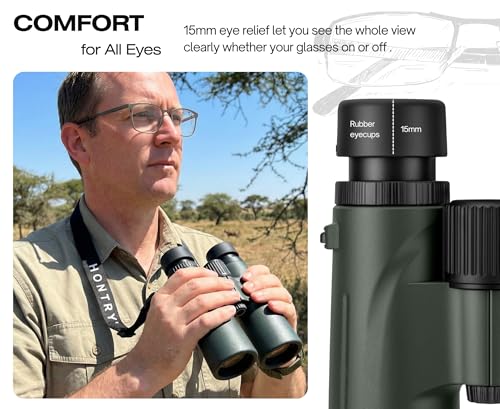Hontry 8x42 Binoculars with IPX6 Waterproof Protection Green Medium
