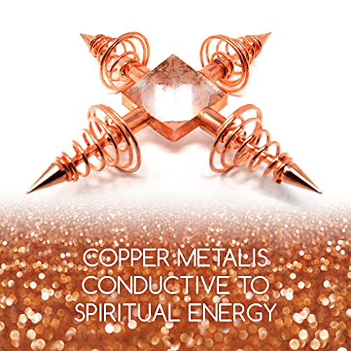 Copper Spritual Energy Generator with Quartz Pyramid and Conductive Coils for Body Healing, Reiki Balancing Chakras, Aura Cleansing, Protection, Ghost Hunting, Meditation Chi