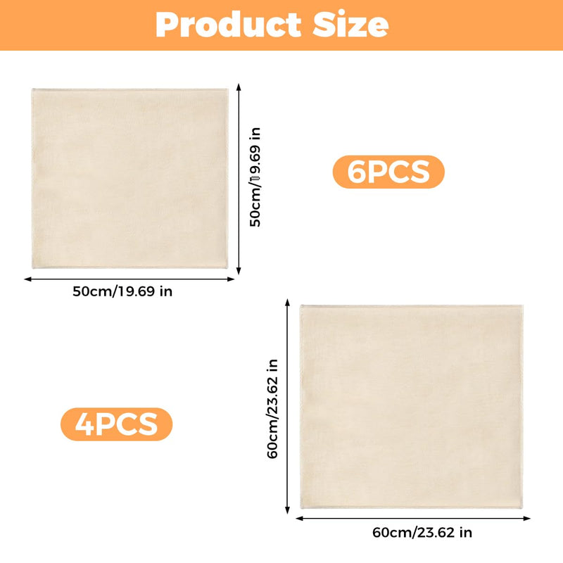 Cheesecloth Reusable Straining Cloth 50 x 50 cm / 60 x 60 cm Pack of 10 | Straining cloth, filter cloth, reusable, washable, cheesecloth for sifting juice, vegetable juice, nut milk, yoghurt tofu