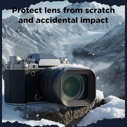 Haoge Metal Square Lens Hood for Fujifilm Fujinon Fuji XF 16-50mm F2.8-4.8 R LM WR & XF33mm F1.4 R LM WR,XF 23mm f/1.4 R LM WR Lens Replaces LH-XF23 II/2 Hood with a Hood Cap on X-T5 X-T4 XT50 Camera