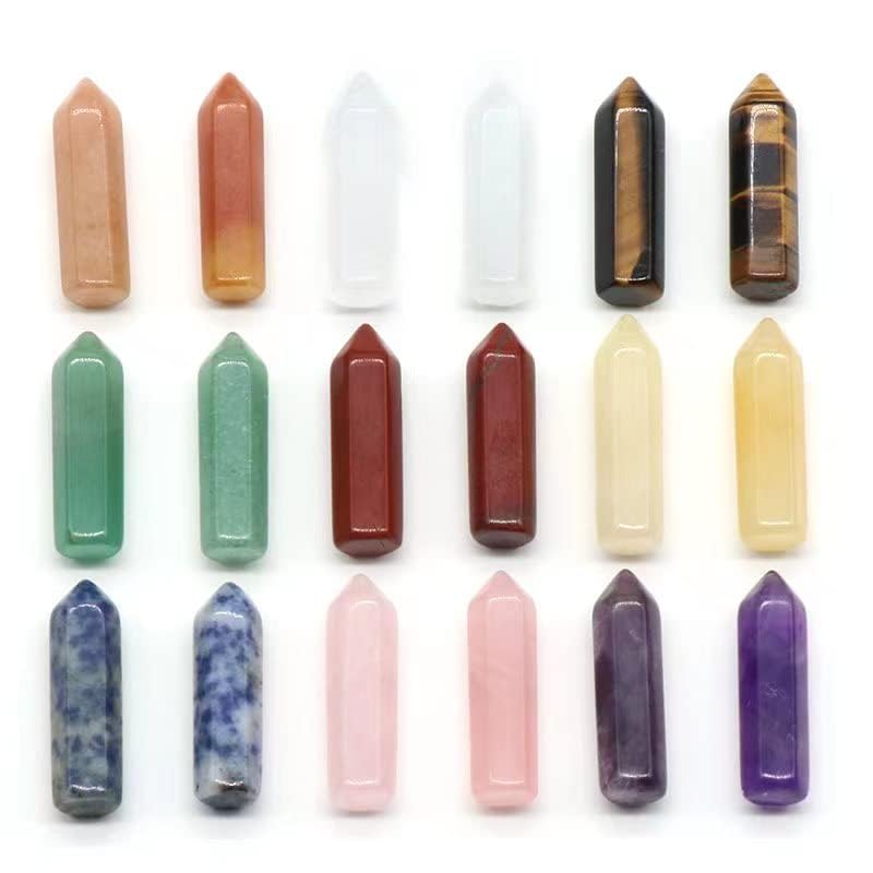 LHJ 10 Pcs Natural Healing Crystal Wand Points Set, Hexagonal Prism Quartz Gemstone Towers for Chakra Reiki Energy Balancing, Meditation, Wire Wrapping & Home Decor