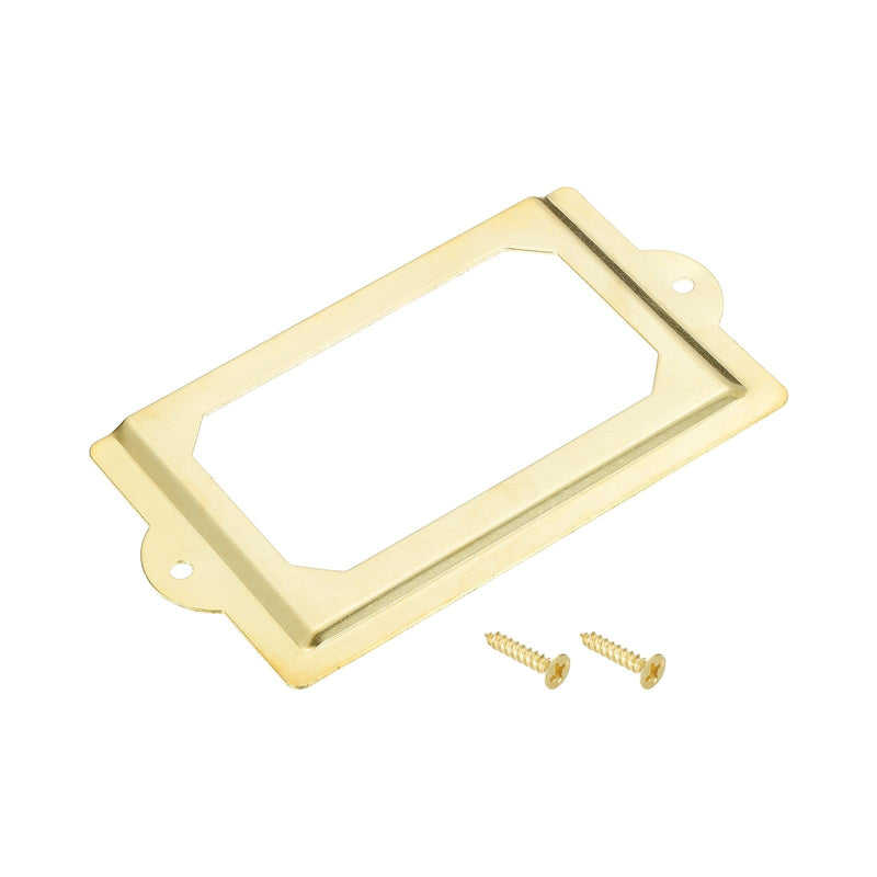 uxcell Metal Label Holders, 124x70mm 20pcs File Name Card Tag Label Holder Frame for Office Library Drawer Cabinet Shelves, Gold Tone