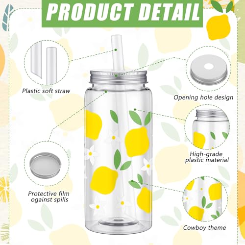 SiliFine 24 Pcs Lemon Party Favors Lemonade Cups with Lids and Straws