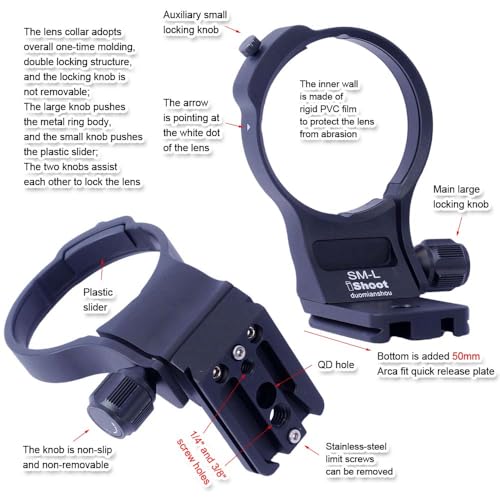 iShoot Lens Collar Tripod Mount Ring Compatible with Sigma 28-45mm F1.8 DG DN Art, 28-105mm F2.8 DG DN Art & 24-70mm F2.8 DG DN II Art L-Mount, Quick Release Plate Bracket Support Arca-swiss Fit Clamp