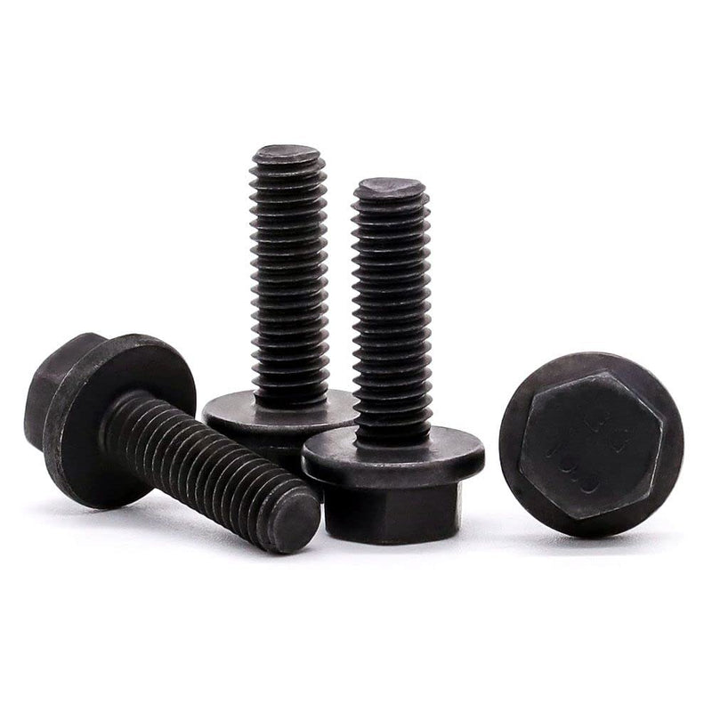 [Australia - AusPower] - Glvaner M10-1.5 x 35mm (10 pcs) Alloy Steel Flanged Washer Head Hex Bolts, Extra-large Washer Head, 10.9 Grade Black Oxide Finish GB5789 Full Thread 