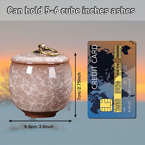 Small Urns for Human Ashes, Ceramic Memorial Mini Ashes Urns, Hold 5.5 Cubic Inches of Ashes, Beautiful Mini Sharing Funeral Urns with Exquisite Box (White) White&m