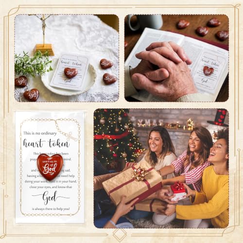 25 Sets Christian Gift Religious Wooden Pocket Hug, Dark Wood 25