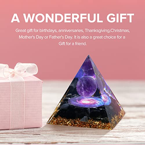 Hopeseed Orgone Pyramid for Positive Energy, Orgonite Amethyst&Obsidian Healing Crystal Pyramids for Reduce Stress Chakra Reiki Healing Meditation Attracts Lucky and Success Amethyst&obsidian-a