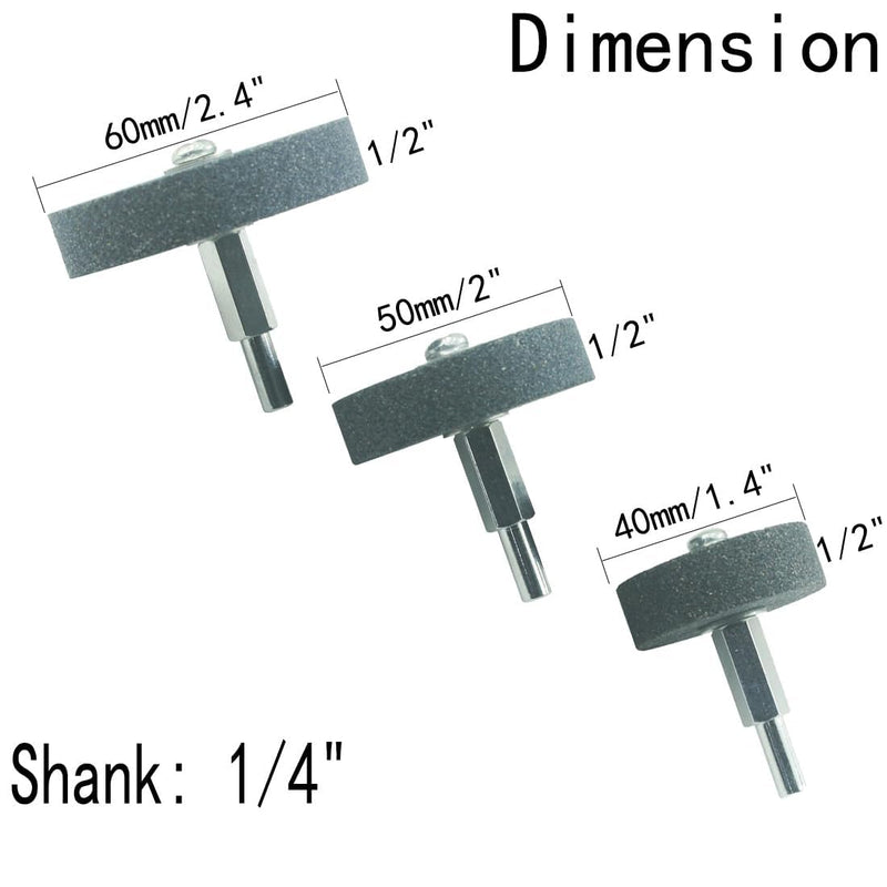 [Australia - AusPower] - 𝐉𝐔𝐍𝐋𝐈𝐗𝐍 3 Pcs Mounted Stone Grinding Wheels with 1/4-Inch Shank 40mm/50mm/60mm Diameter Abrasive Stone Grinding Wheels for Drill, Grinder, Rotary Tools 